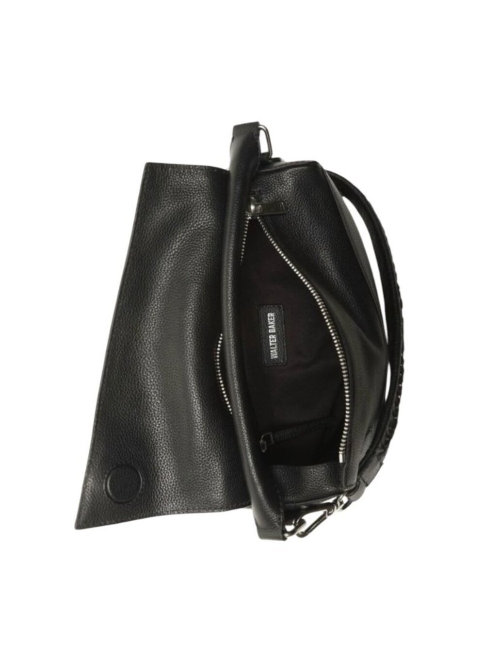Walter Baker Jagger Leather Crossbody Bag Black Woven Handle Designer NEW - Picture 2 of 11